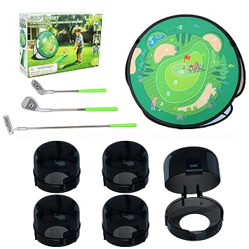 5 in 1 Toddler Golf Set with 3 Clubs+5 Pack Stove Knob Covers for Child Safety