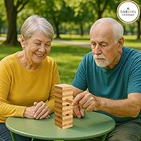 Vista 7 de The Dreidel Company Bloques de madera apilables, juego de torre de volteo, bloques de tracción y caída, aprendizaje sensorial, noche de juegos, 6