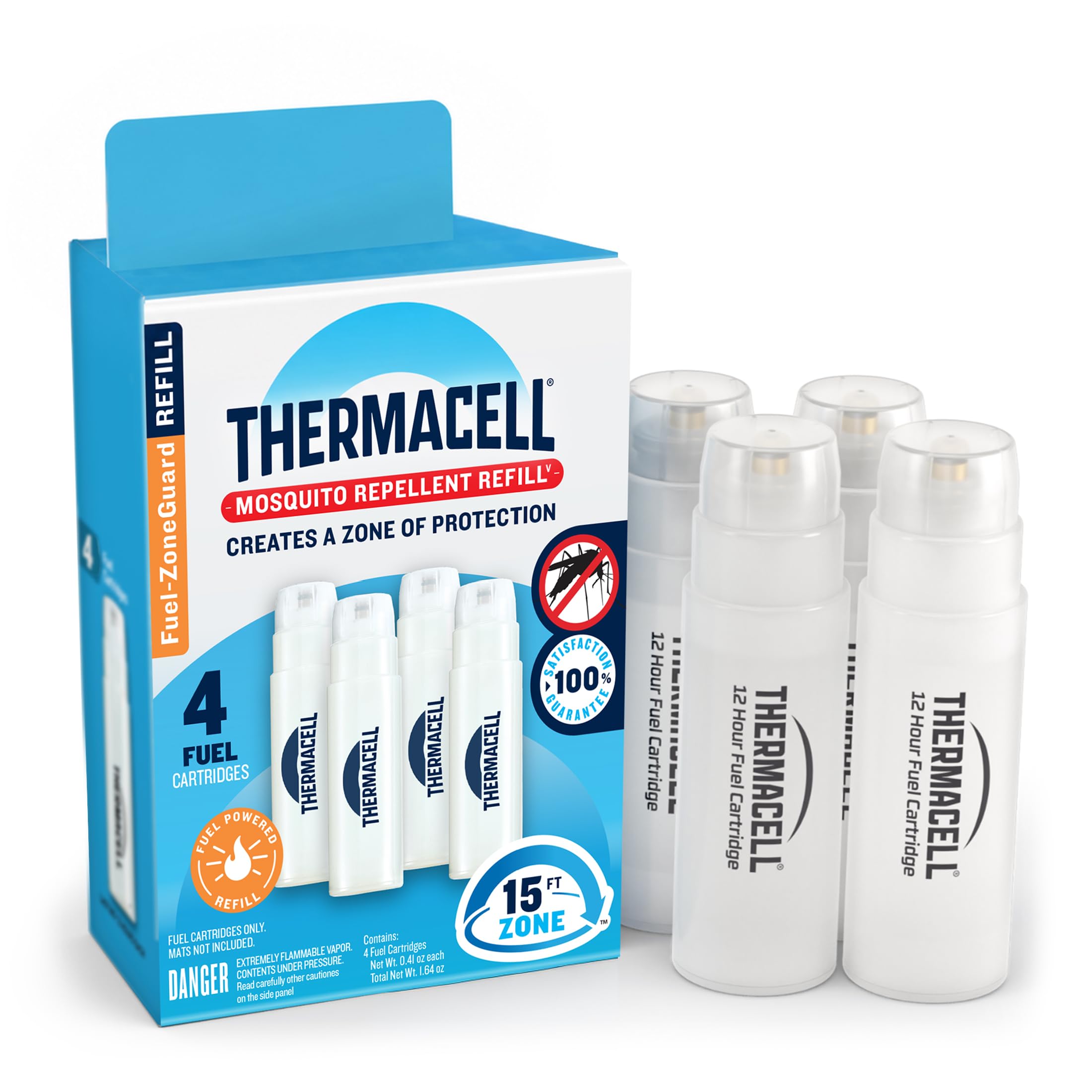 Thermacell Fuel-ZoneGuard Mosquito Repellent Butane Refill; 15-FT Zone of Scientifically Proven Outdoor Protection; Fuel-Powered; Patio Shield; 48Hr Refill; Bug Spray Alternative; Scent Free