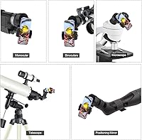 Vista 6 de Soporte universal para telescopio para smartphone, soporte para telescopio a través de binoculares, monoculares, telescopios de observación