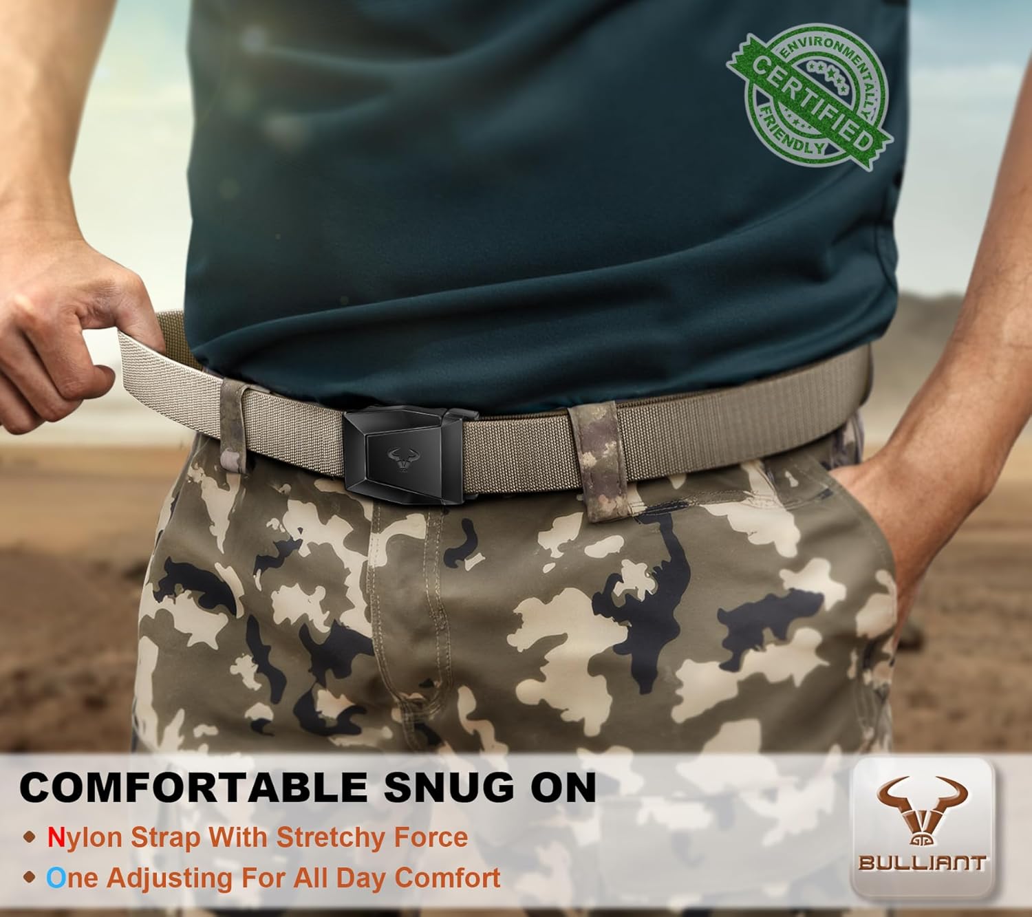 BULLIANT Men Belt 2 Pack,Nylon Web Holster Belt Stretch for Gift Men Outdoor Work Sports Hunting Hiking,Quick Release - Image 4