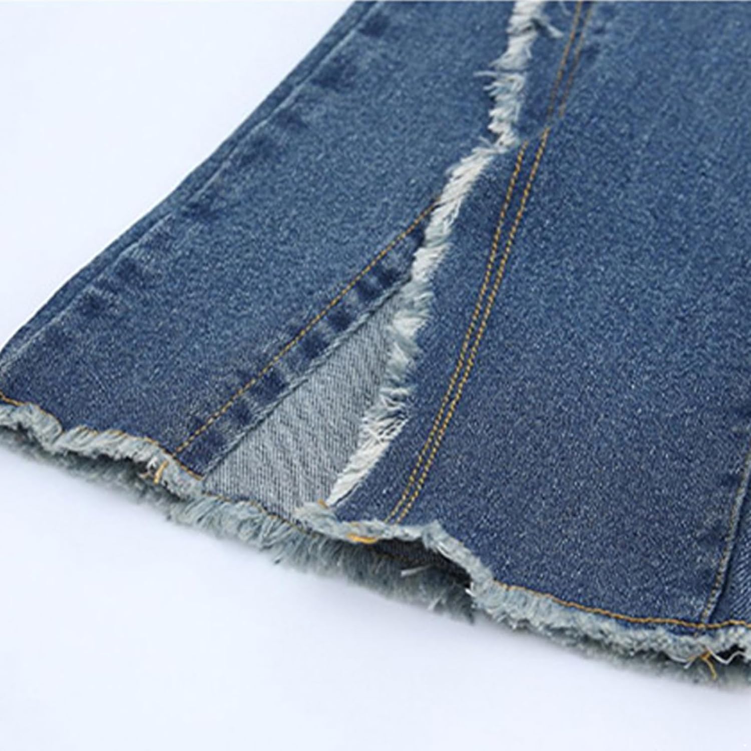 Linjinx Kids Girls Flare Jeans High Waist Denim Pants Tassel Hem Bell-Bottom Wide Leg Leggings Trousers Casual Jeggings