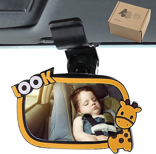 Vista 8 de JONMON Espejo retrovisor interior automotriz para bebé, pequeño clip ajustable orientado hacia atrás del asiento retrovisor, clip convexo