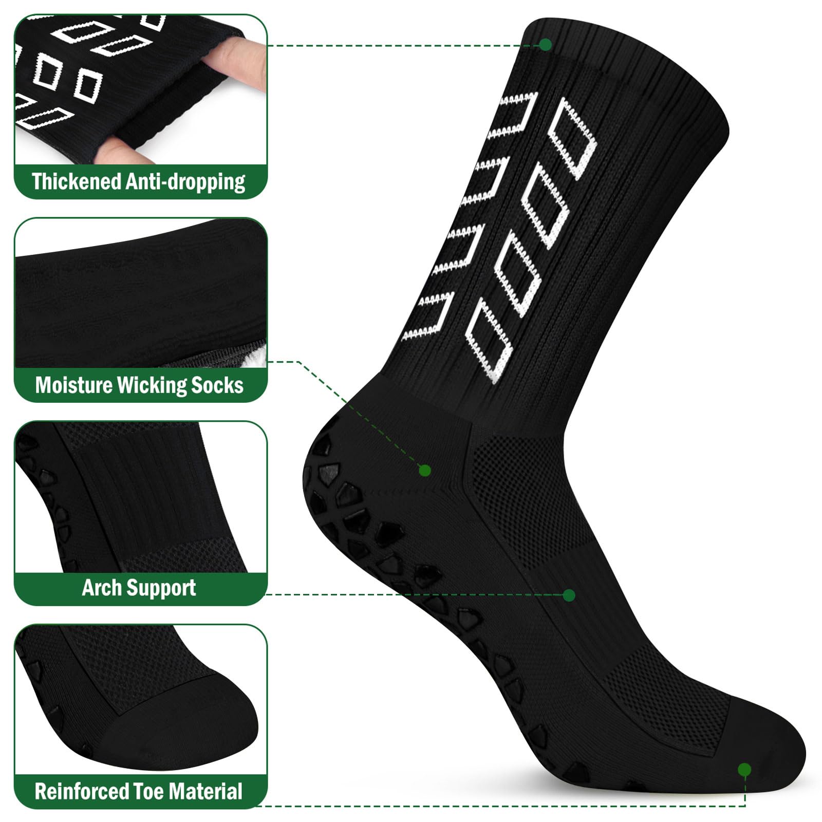 ENONEO Calze Calcio Antiscivolo Uomo 37-45 Calze Antiscivolo Calcio Anti Vesciche Addensare Cotone Calzini Sportivi Donna Traspirante Calzini Grip Calcio per Ciclismo Trekking