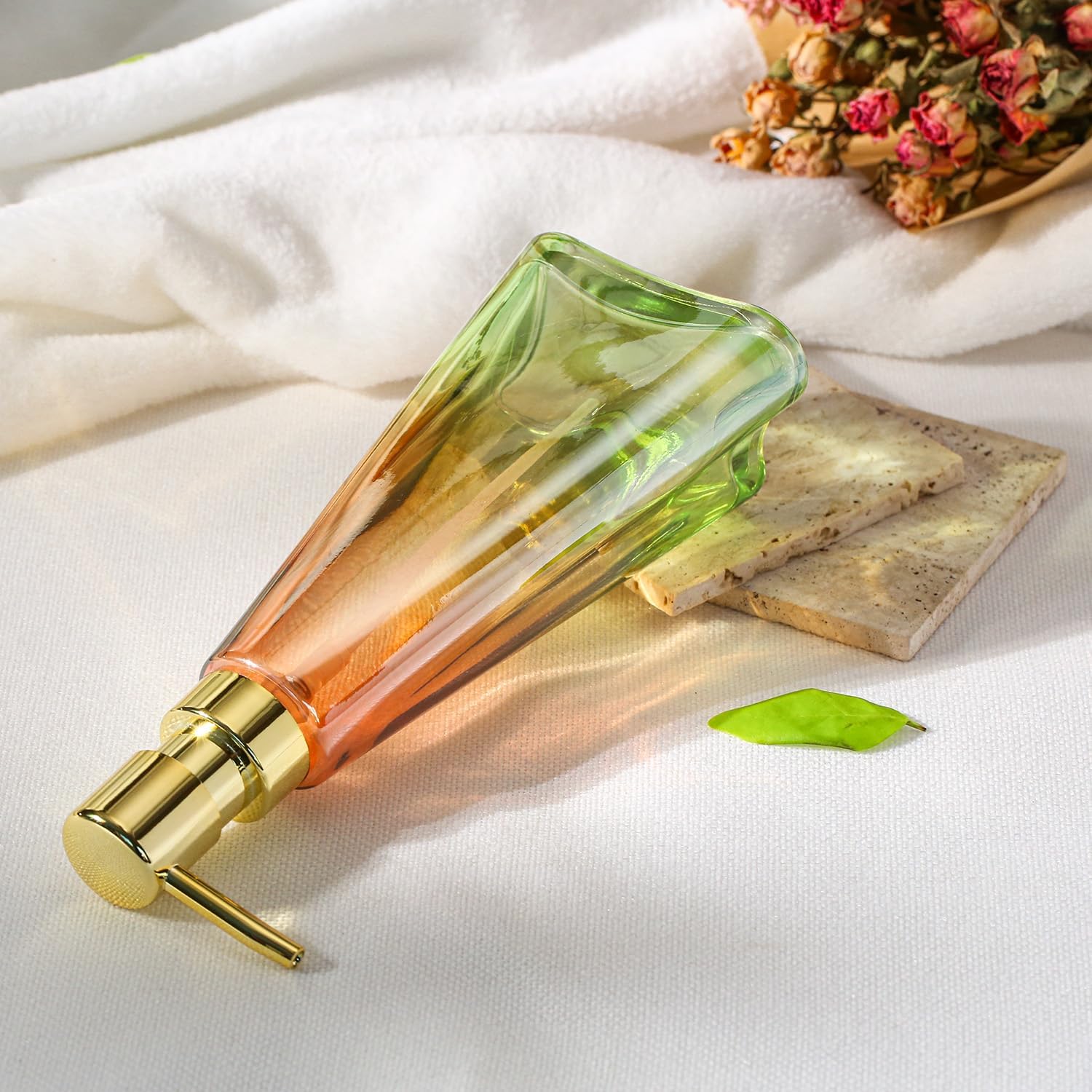 Soap Dispenser with Pump, Refillable Liquid Hand Soap Dish Soap Dispensers for Bathroom Counter, Kitchen Sink (OrangeGreen) - Image 5