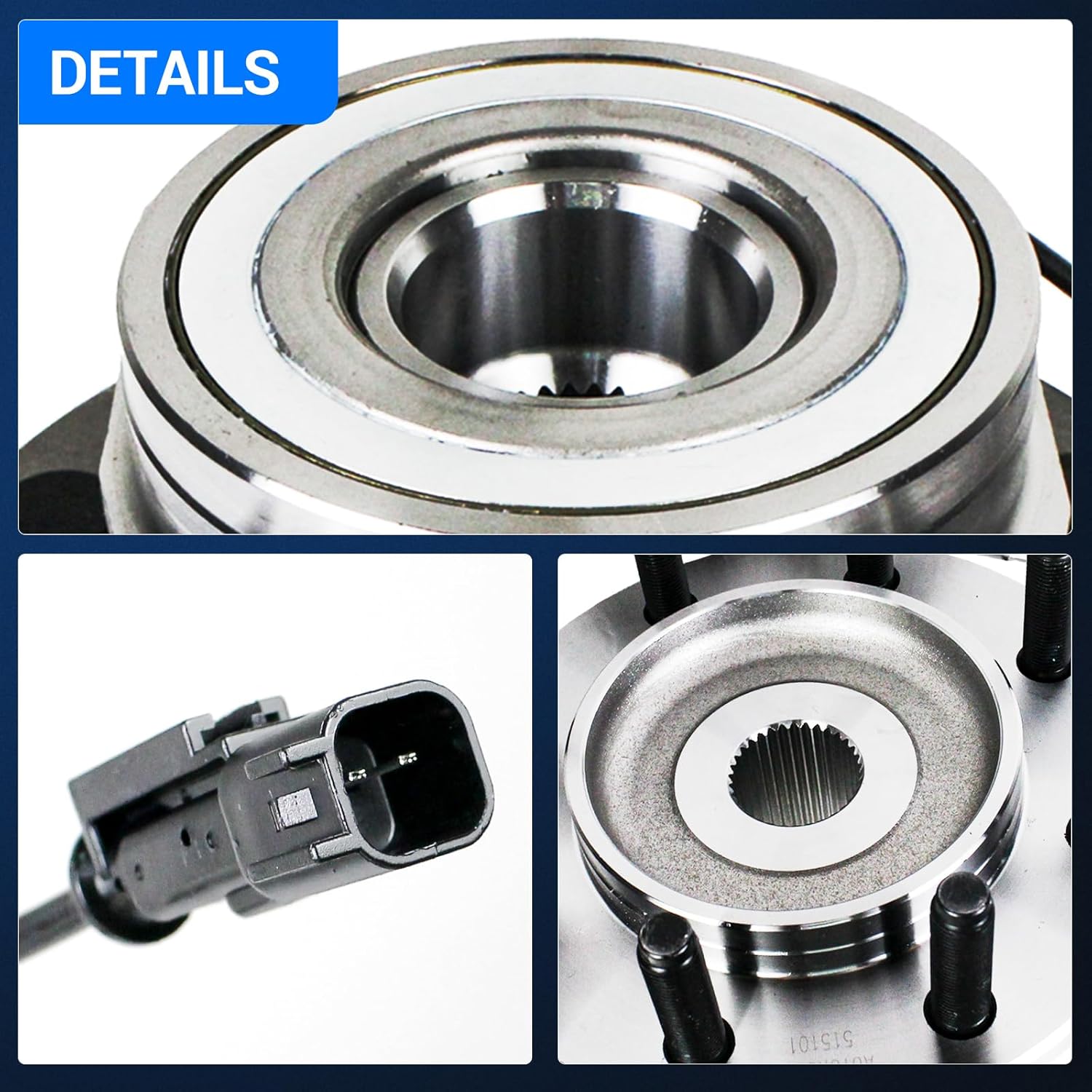 Autoround 515101 4WD Front Wheel Bearing and Hub Assembly Compatible with 2006-2008 Dodge Ram 1500 2500 3500, 8 Lug W/ABS