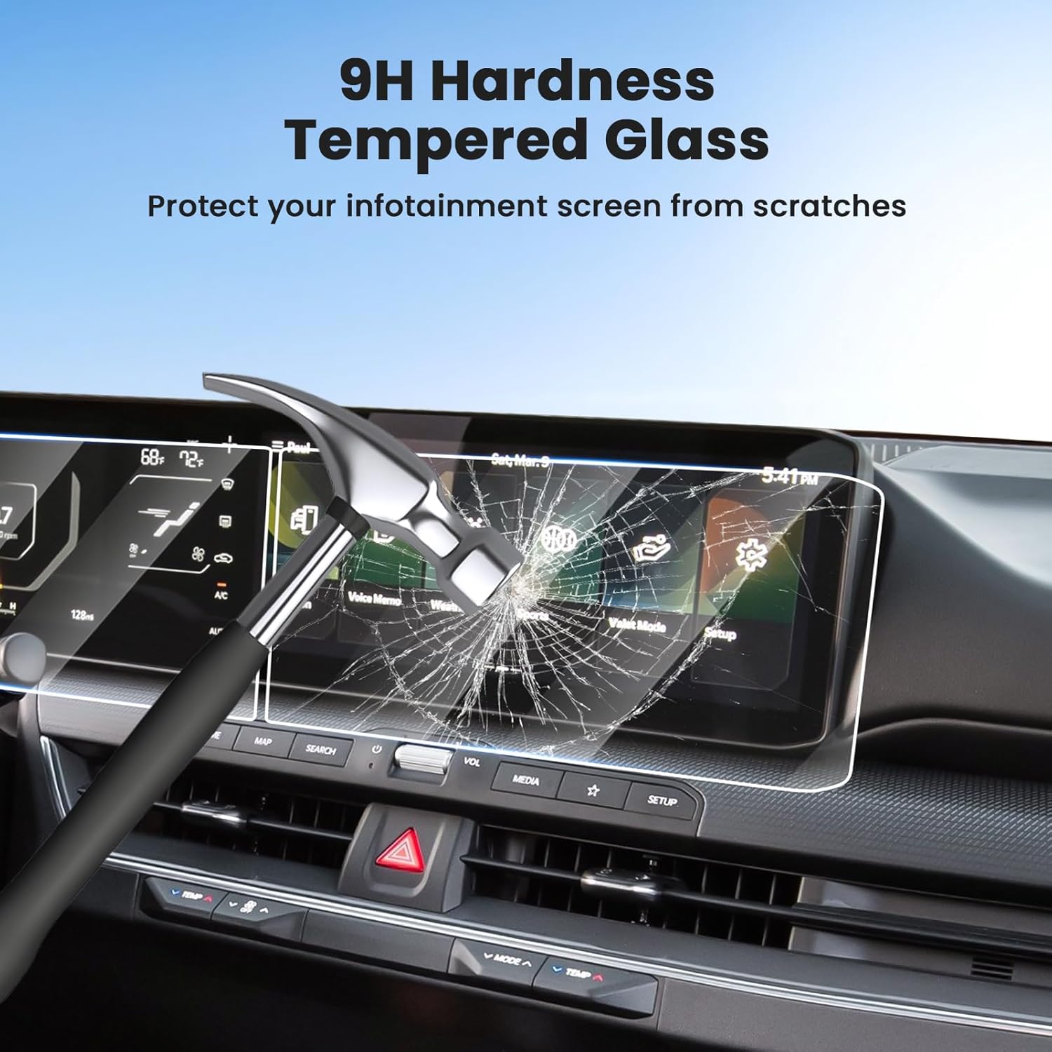 Canvcle 2PCS Screen Protector for 2025 2026 Kia K4 12.3 Inch Navigation + 12.3 Inch Dash Screen, Tempered Glass Touchscreen Protector Navigation Screen Cover Protective Film