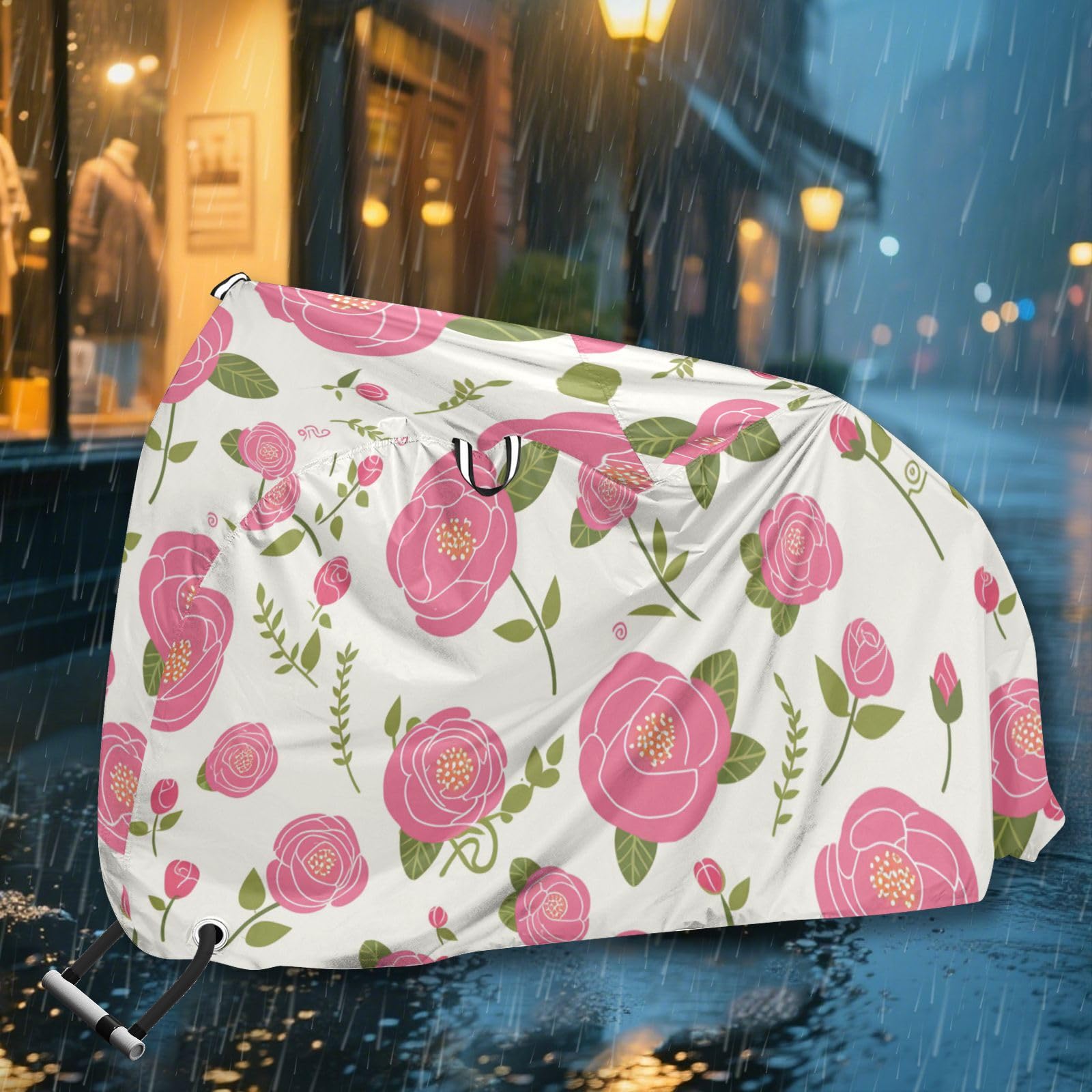 Housse de vélo imperméable avec trous de verrouillage pour intérieur ou extérieur - Convient à la plupart des vélos de vélo - Rose pêche