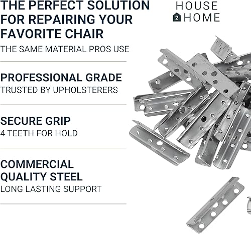 Miniatura 3 de House2Home Clips de extremo de metal para correas de goma, reparación de tapicería para muebles de sofá silla, incluye instrucciones (10 unidades)