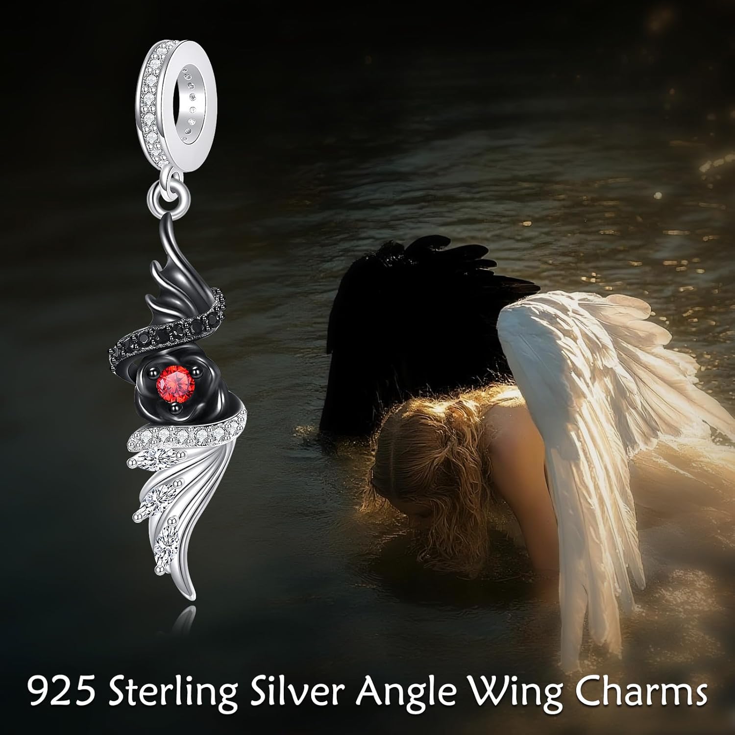MONGAS Gothic Charms 925 Sterling Silver Angel Devil Charms Demon Angel Wings Dangle Gothic Jewelry Valentines Day Gifts for Mom Women - Image 6