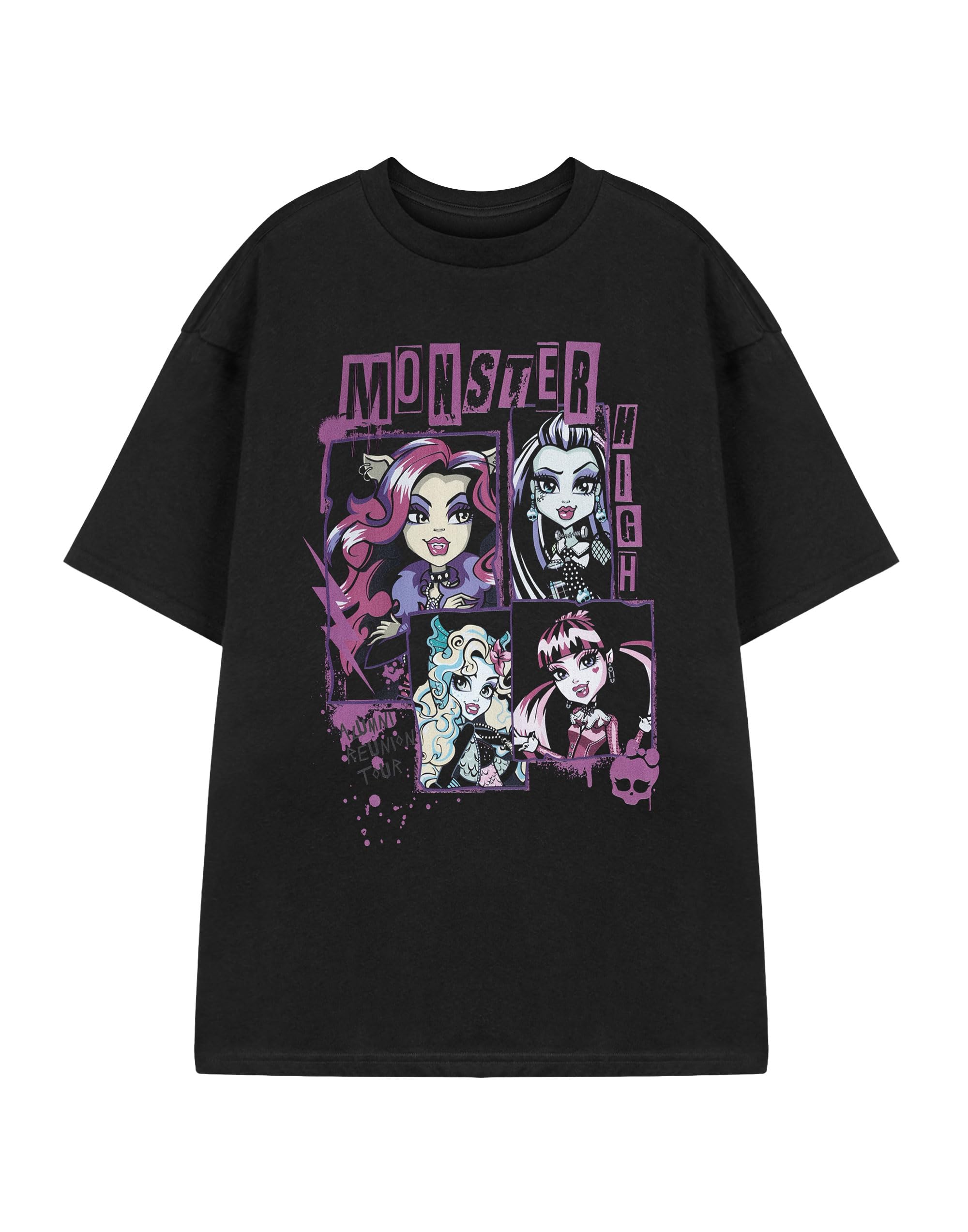 Monster High Alumni Reunion Tour Black Short Sleeve Graphic T-Shirt for Women - Cotton - Size S