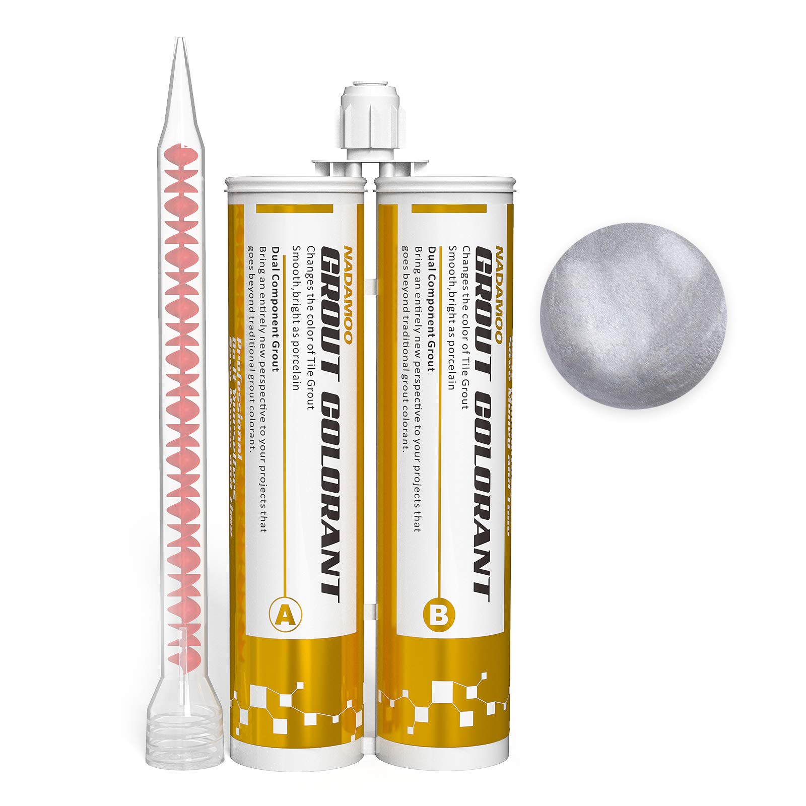 NADAMOOEpoxy Grout Light Gray, Dual Tubes Waterproof Tile Grout 19oz 400ml, Restore Tile Grout Line for Shower Bathroom Wet Room Kitchen, Caulk Gun NOT Included