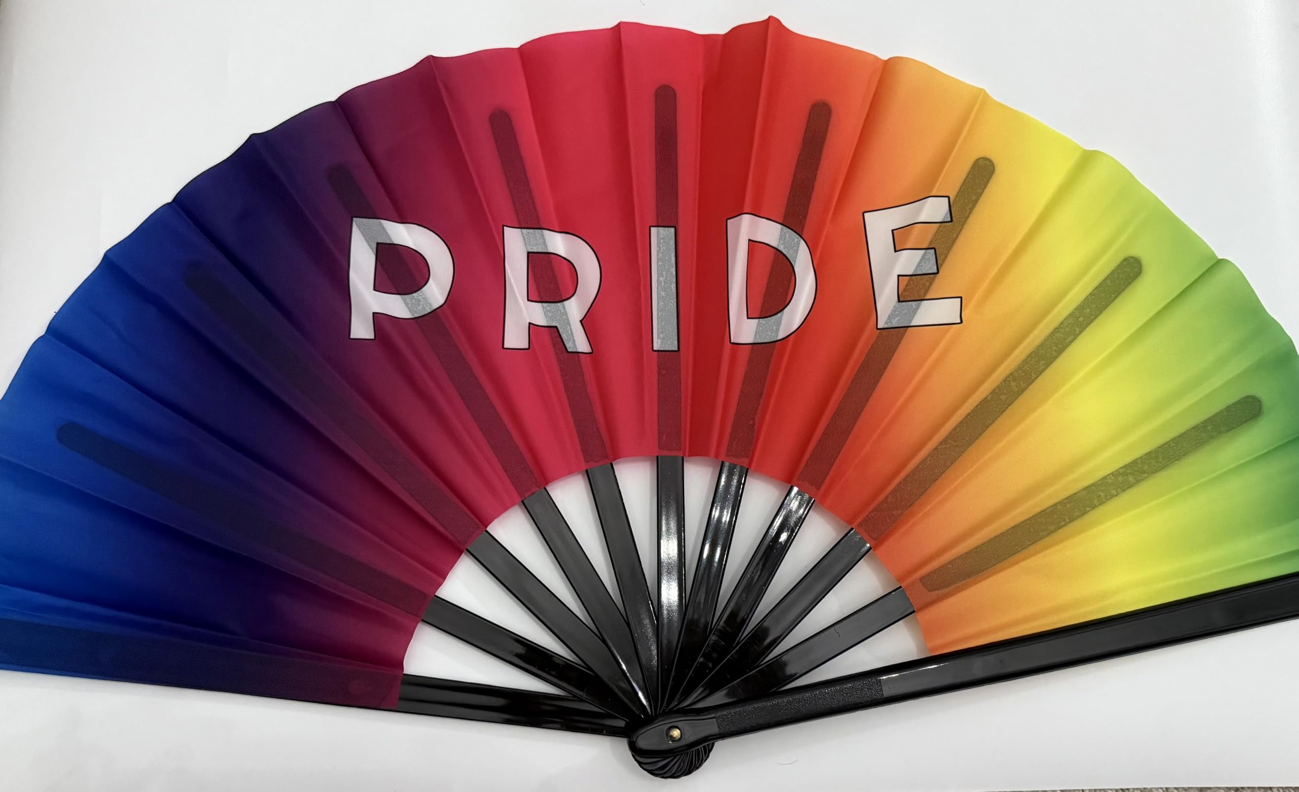 Ventilador de mano plegable de apertura rápida con diseño de texto PRIDE para eventos