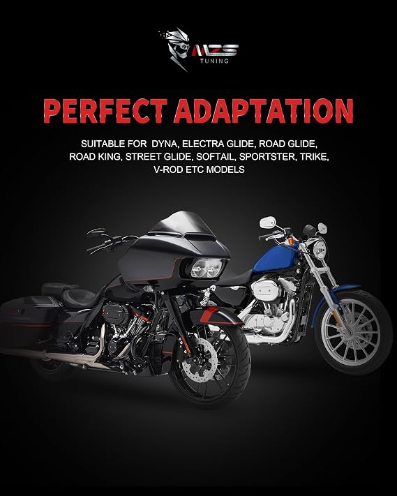 MZS Motorcycle Wide Foot Pegs, 10mm Passenger Rider Male Mount for HD Model