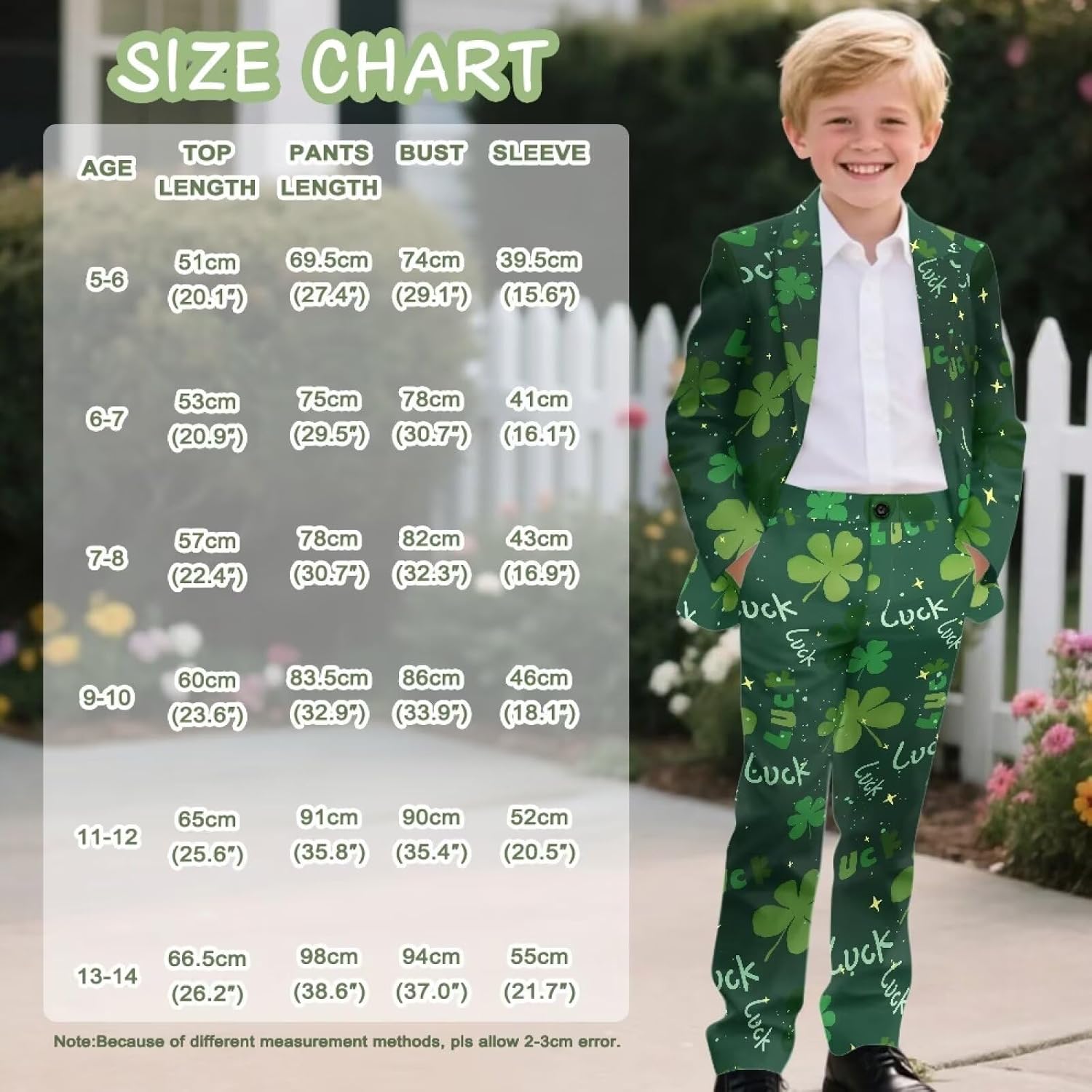 Boys 2 Pieces Suit Slim Fit Jacket Pants Suit Set with Pocket Size 5-14 Years