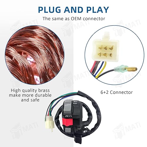 Miniatura 4 de M MATI Control del manillar izquierdo Motor Start Run Off Interruptor de faros para Yamaha ATV Big Bear 400 YFM400 Grizzly 400 YFM400 Kodiak 400