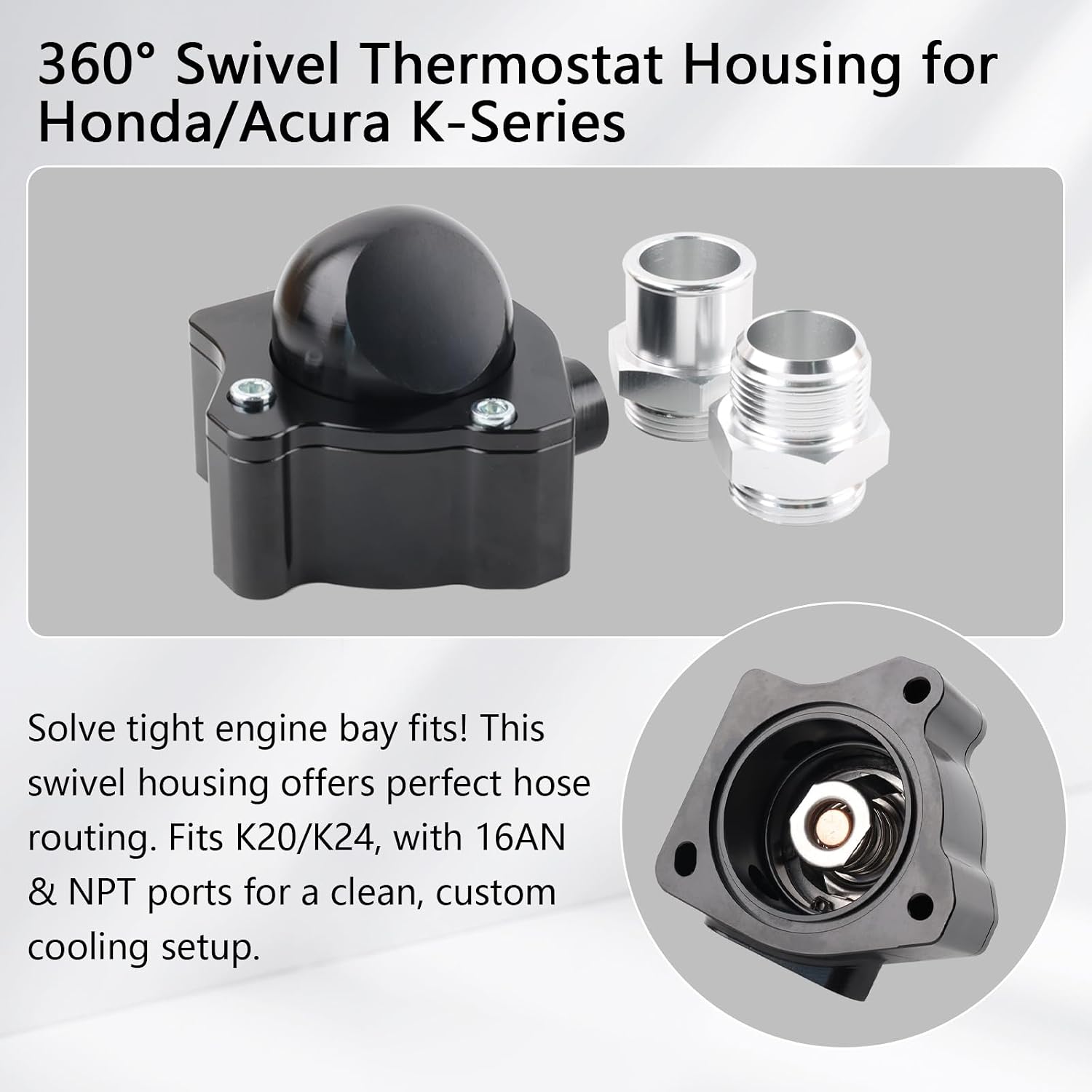 K Series Thermostat Housing with Swivel Neck Aluminum