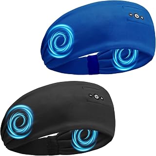 2PCS Sleeping Headphones, Headband Headphones with HD Stereo Speakers, Bluetooth Headband for Sports, Running, Workouts, Yoga, Travel, Gift - Black&Blue