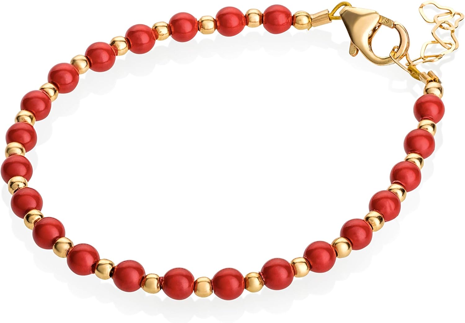 Crystal Dream Luxury 14KT Gold-Filled Beads with Red Coral European Simulated Pearls Stylish Baby Girl Bracelet Gift (BCR_L) : Clothing, Shoes & Jewelry