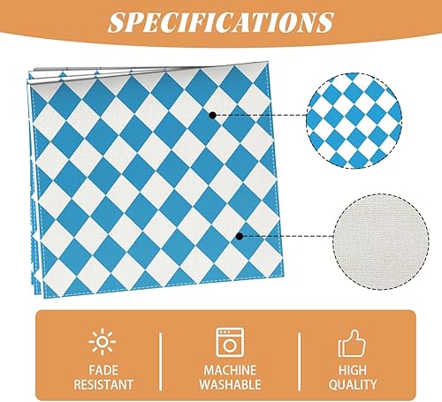 Miniatura 5 de Camino de mesa de lino azul para el Oktoberfest, fiesta bávara, mantel de bandera alemana, decoración y suministros para fiesta de cerveza para el