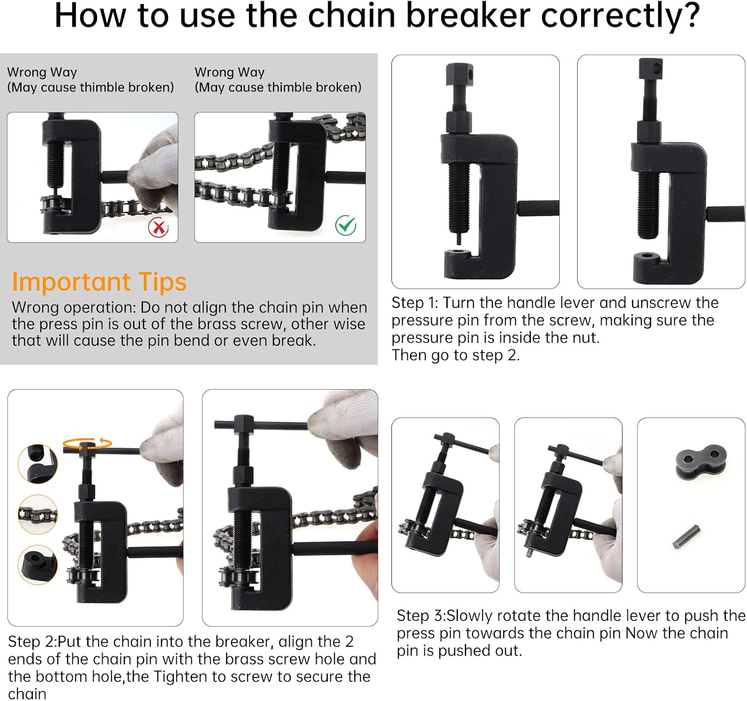 Windance 13Pcs Chain Breaker Tools Chrome Vanadium Steel Chain Removal Cutter Riveter Kit, #35 420 428 520 525 528 530 630 Repair Tool for Motorcycle ATV Dirt Bike Scooter Bicycle Tractor