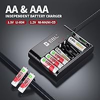 Vista 5 de EBL Baterías AA recargables de litio con cargador, paquete de 8 baterías AA de litio recargables de voltaje constante de 3000 mwh 1.5 V, batería AA