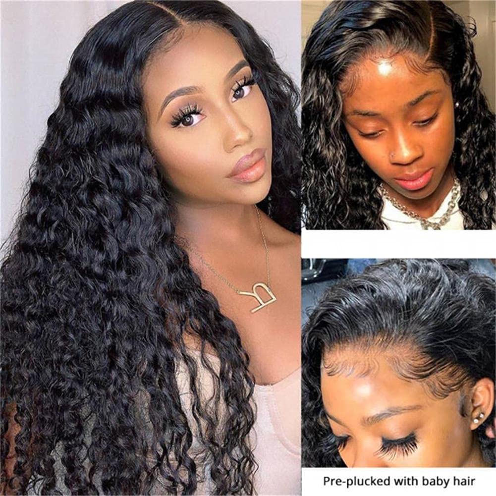Ali Pearl Wig Deep Wave 13x4 Lace Front Human Hair Wigs For Black Women Pre Plucked Brazilian Virgin Lace Wig Long Deep Wave Glueless Lace Frontal Wigs Natural Hairline 180% Density (18inch)