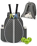 Sucipi Tennis Bag, Quilted Tennis Sling Crossbody Backpack, Water Resistant Tennis Racket Bags for Women Men, Suitable for Pickleball Tennis Badminton Green Large