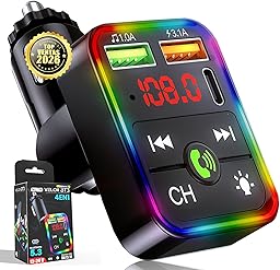 | UTENSILIFY® Transmisor FM Bluetooth Coche Premium | Bluetooth Coche + Cargador Ultra RÁPIDO | Manos Libres | Cargador Carga Rapida|Accesorios Auto | MP3 Reproductor | Bluetooth 5.3