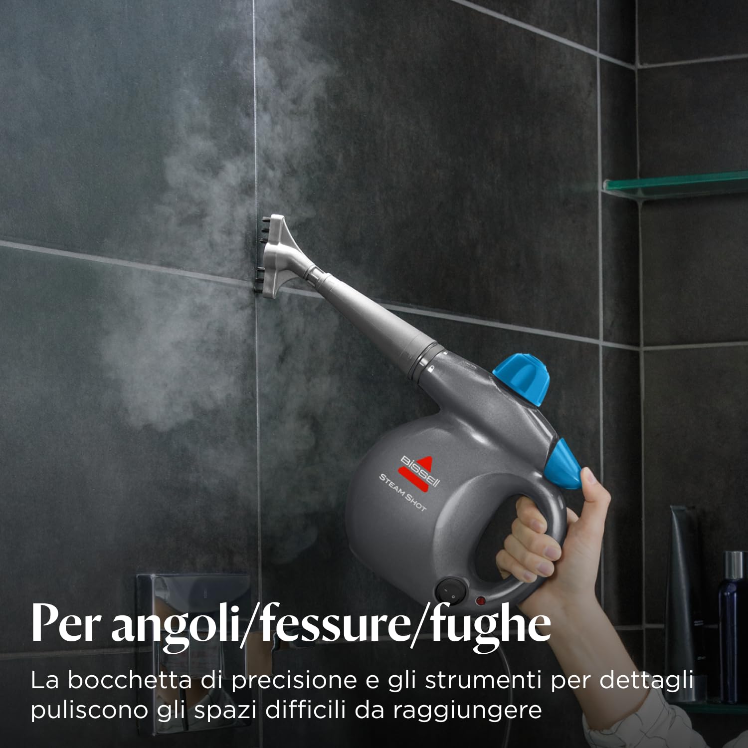 BISSELL Steam Shot Pulitore a Vapore Portatile 4267N | Multiuso con 10 accessori, per ripiani, piastrelle, fughe, cucina, bagno, finestre