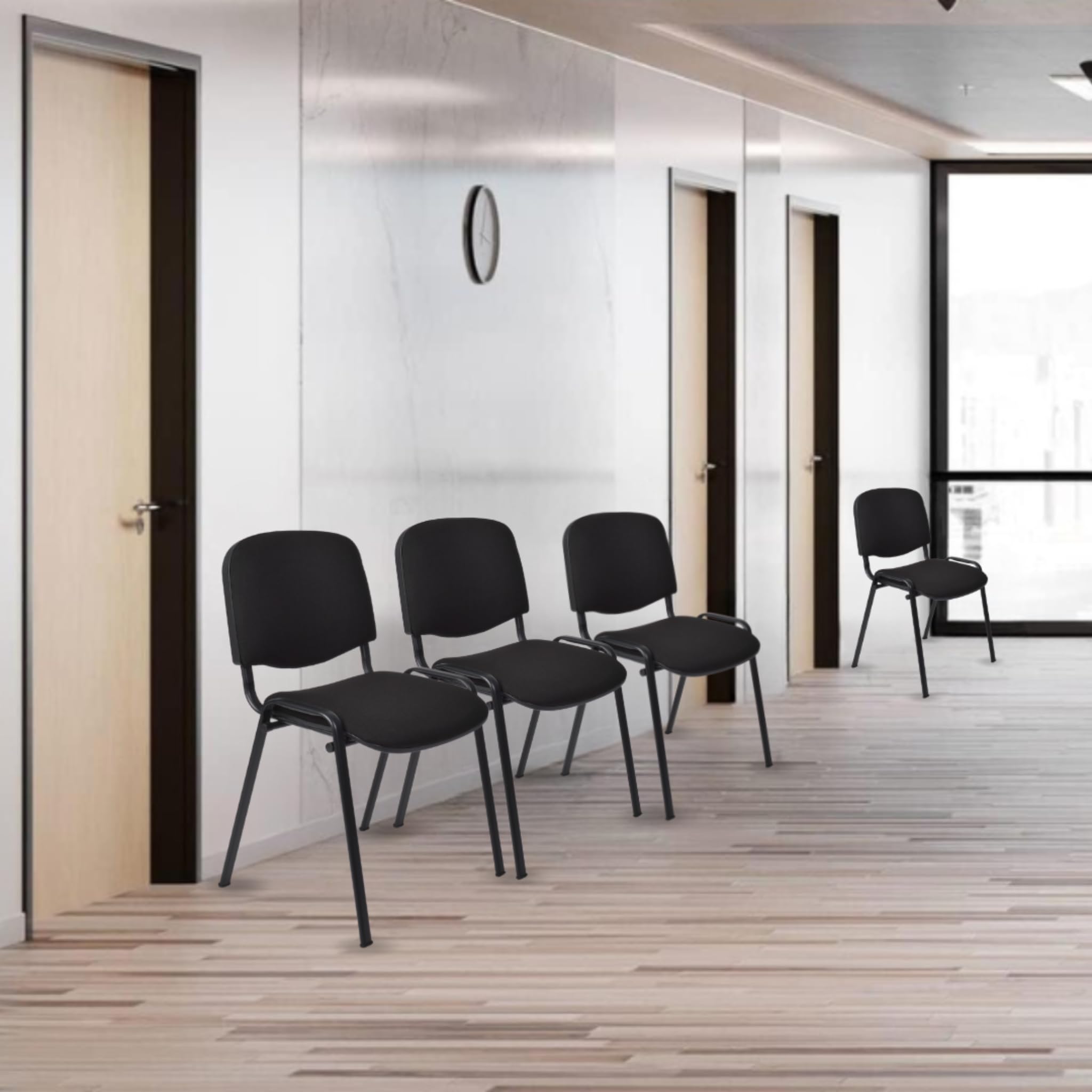 Topsit Set di 4 sedie da visitatore ISO, comoda sedia da conferenza, impilabile, con seduta e schienale imbottiti (Antrazit)