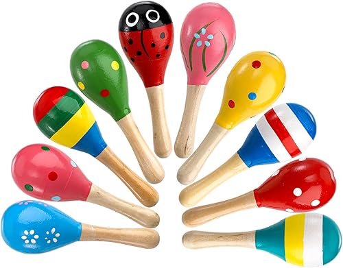 Miniatura 2 de Hedume Paquete de 20 mini maracas de madera para festivales, sonajeros para bebés, coctelera de huevos, martillo de arena de juguete para recuerdos