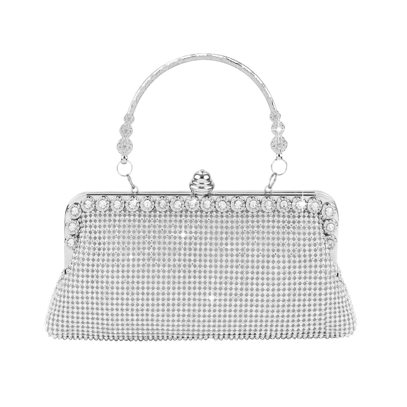 Silver Clutch Purse Rhinestone Clutch Evening Formal Crystal Bag Wedding Purse Party Bridal Handbags for Women (silver)