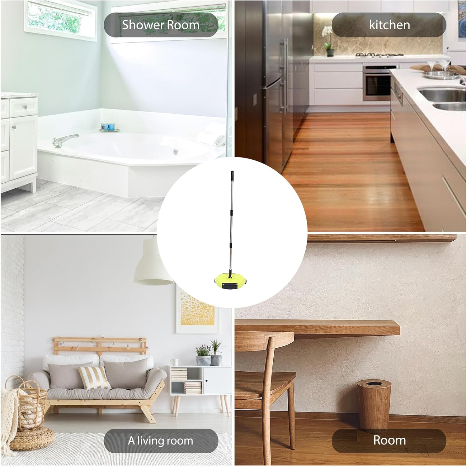 SMASOLO Multi-Function Push Sweeper with Adjustable Handle Rotating Floor Mop Broom Dustpan Combo Household Cleaning Tool with Enclosed Trash Bin and Pet Roller Brush Random Random Color