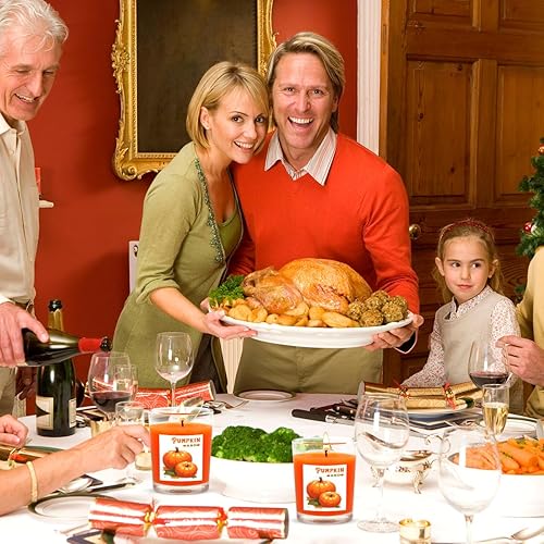 Miniatura 8 de Juego de 12 velas votivas de vidrio con aroma a calabaza, aroma cálido de otoño, perfectas para decoración del hogar, Acción de Gracias y fiestas de