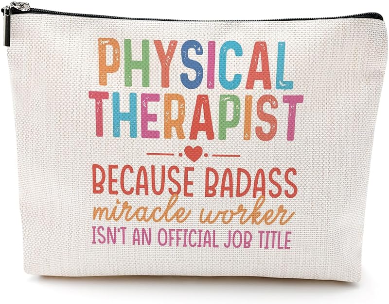 Necessaire de maquiagem NGZS Physical Therapist, estampa dupla, 24,64 cm x 17,78 cm