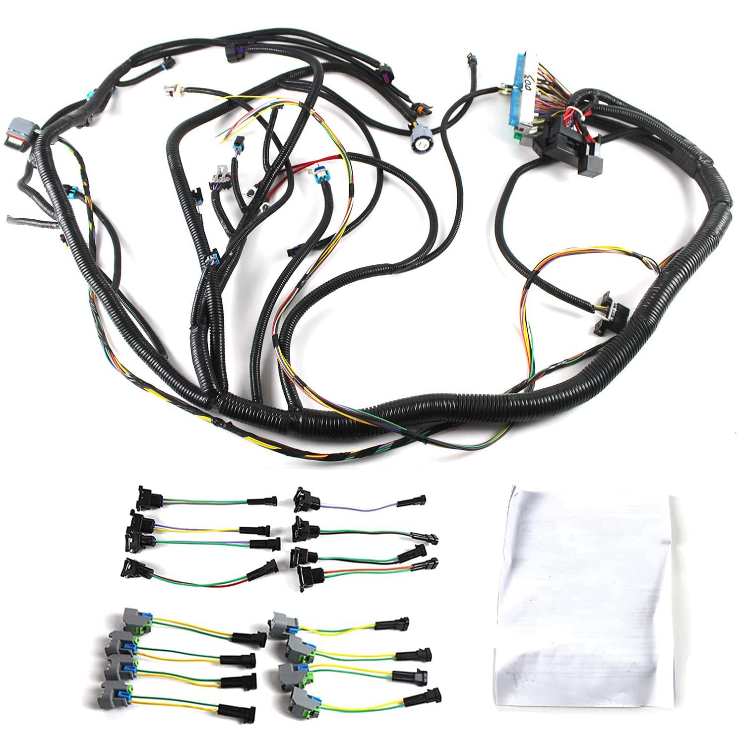 W/4L80E Standalone Wiring Harness - with EV1,EV6 Injector Plug and 3 Pin MAF Plug Compatible with 2003-2007 LS 4.8L 5.3L 6.0L W/4L80E VORTEC Wiring Harness Aftermarket Parts