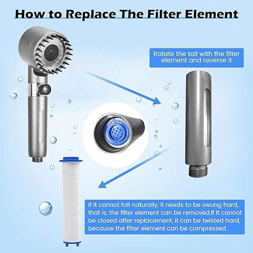 Miniatura 6 de 12 piezas de repuesto de filtro de ducha, filtro de cabezal de ducha para agua dura con algodón PP, 3.74 x 0.94 pulgadas