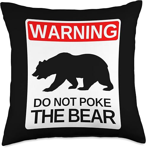 Miniatura 5 de Do Not Poke The Bear - Letrero de advertencia Grouchy Dad Mom divertido almohada, 16 x 16 pulgadas, multicolor