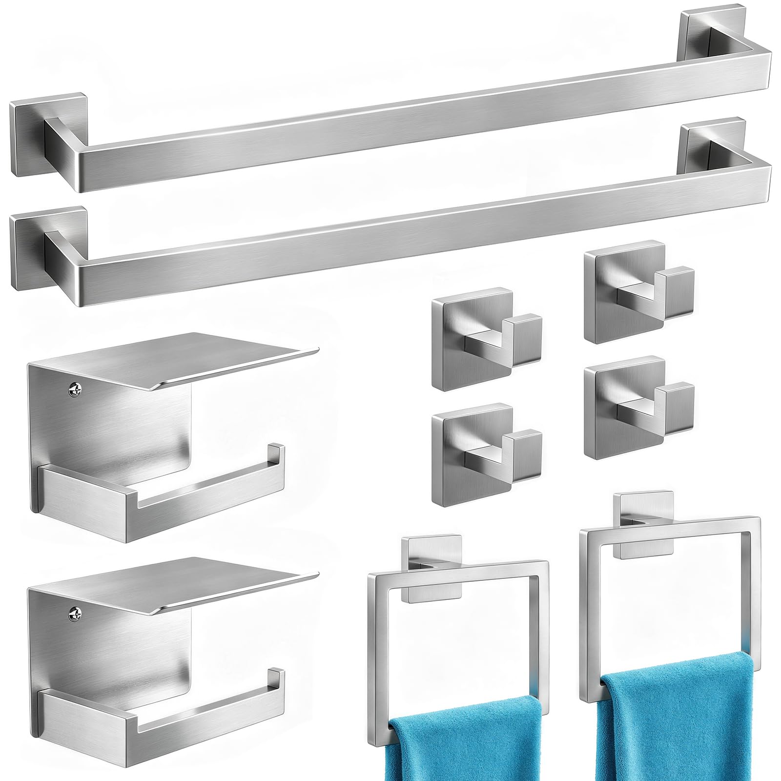 STWWO 5-Piece Bathroom Accessories Hardware Set Brushed Nickel — Amazon image 8
