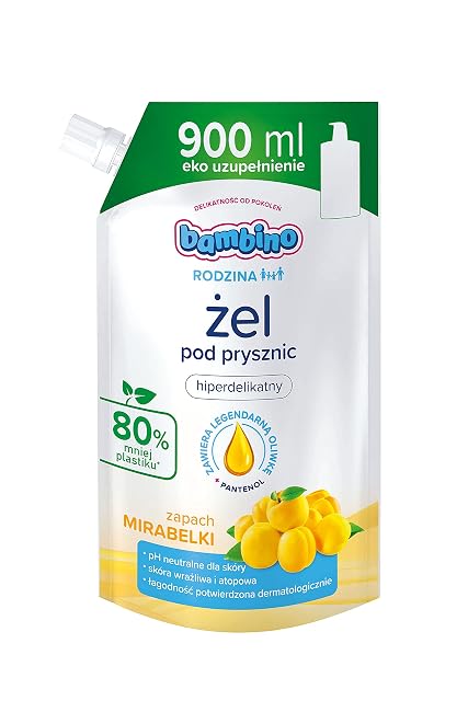 Bambino RODZINA Eko-uzupełnienie Żel pod prysznic o zapachu mirabelki, 900 ml