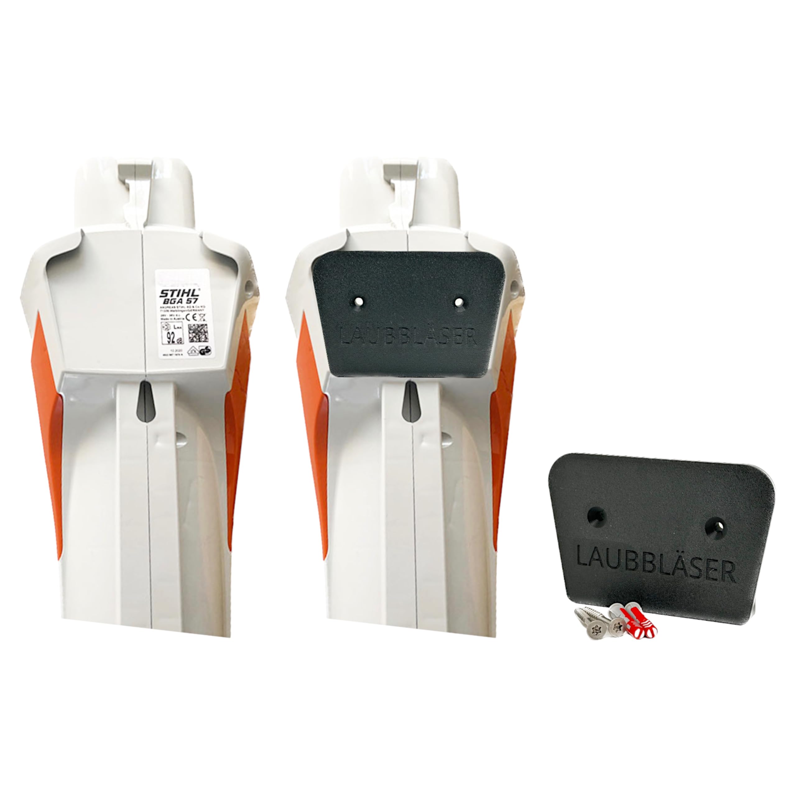 Halterung passend für STIHL BGA 57 Akku Laubbläser AK System Wandhalterung Gerätehalterung Zubehör Befestigung (Orange)