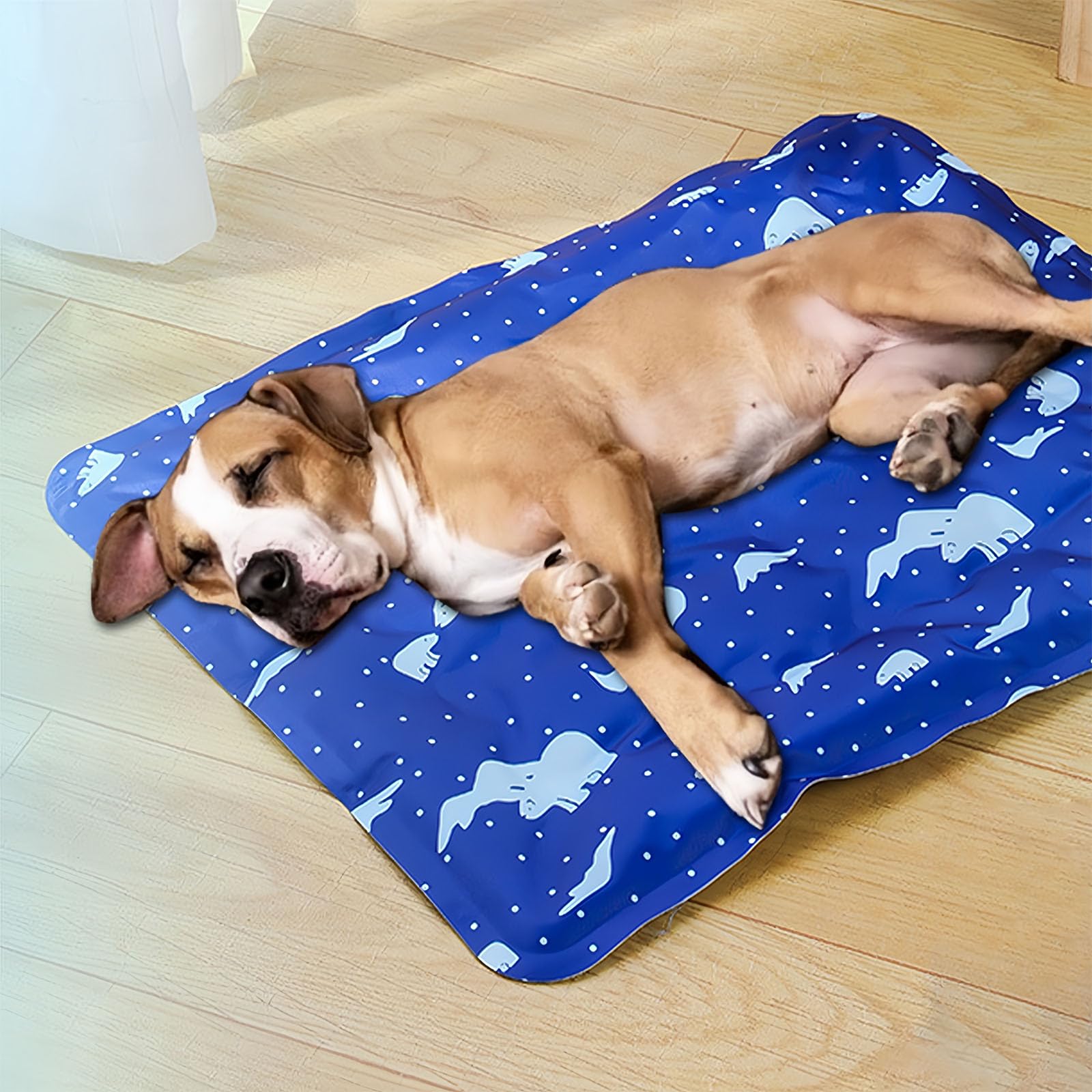90x60cm Dog Cooling Mat, Large Pet Cooling Bed, Non-Toxic Gel Self Cooling Pad,Anxiety and Moisture Resistant Ice Silk Pad for Dogs and Cats, Sofa for Pets to Sleep in Summer (Ice-Cooled Pad)