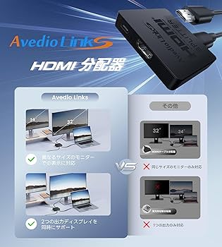 【オサリバン】HDMI分配器付フルHD24型液晶モニター+アーム SANWA SUPPLY HDMI切替器 画面分割 4入力1出力 4画面分割 マルチ