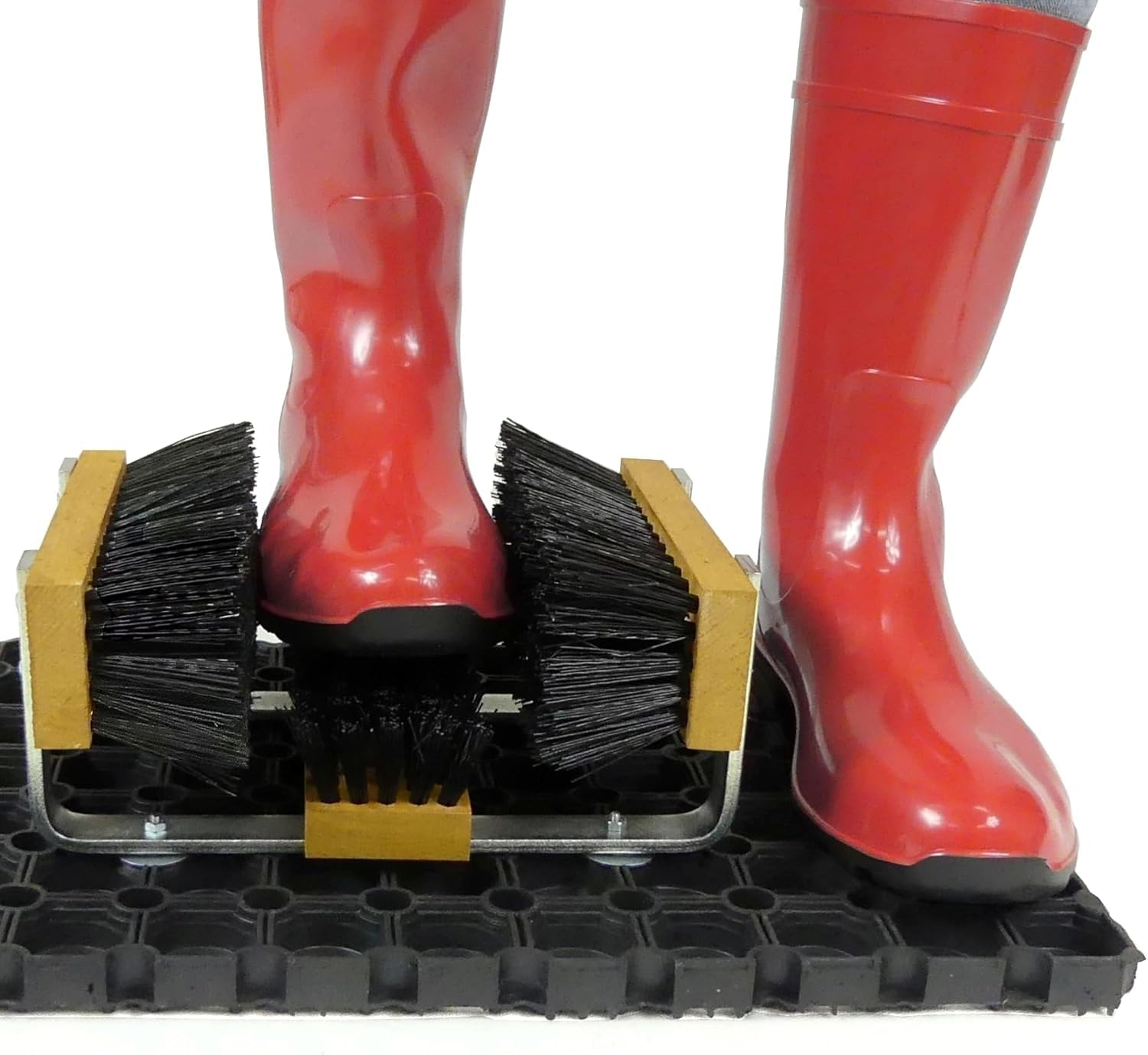 Schuhabstreifer Außenbereich mit Gummiplattform & 3 Bürsten – Fußabtreter rutschfest ohne Bohren, Schuhreiniger mit Nylonborsten, robust für Garten, Werkstatt, Baustelle & Eingang