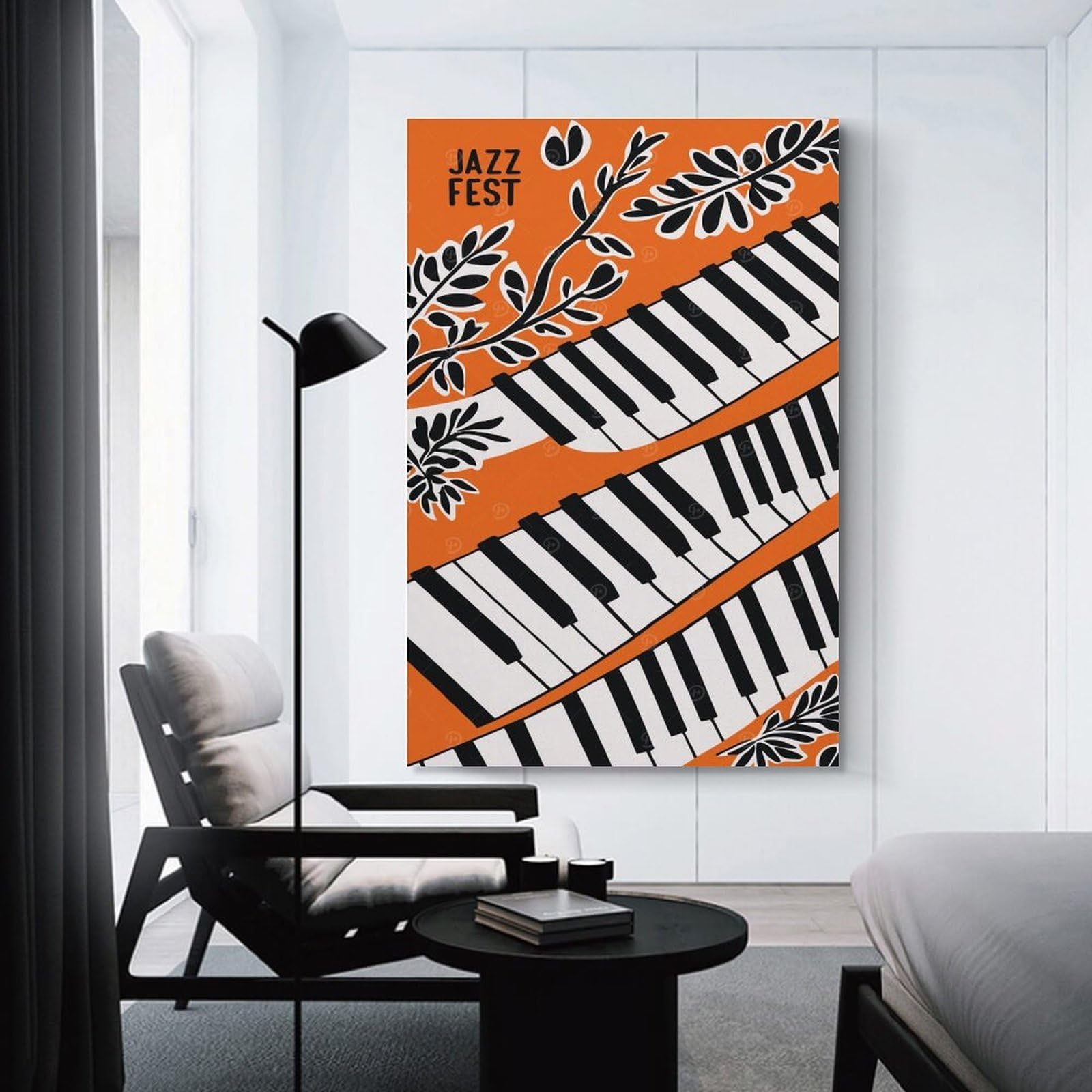 Junmoney Jazz Fest Orange Canvas Wall Decor 20x30inch(50x75cm), for Entrance Walls, Hall Decor Or Foyers, Wall Decor to Refresh Empty Corners