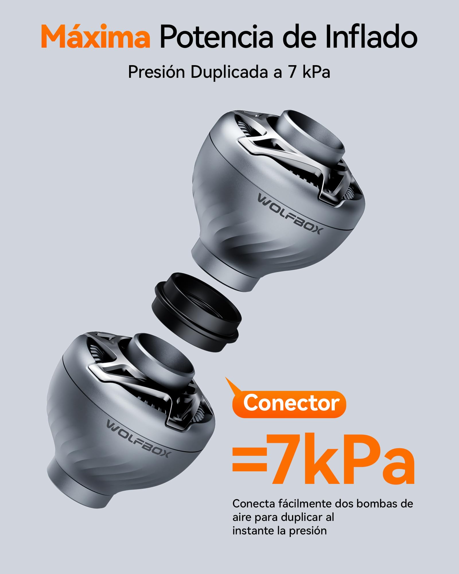 WOLFBOX MFmini Bomba de aire eléctrica, mini bomba de aire USB para colchón de aire sin batería, 32 g, ultraligera, 4,5 KPA, bomba eléctrica portátil 2 en 1, inflado con 5 boquillas, camping piscina