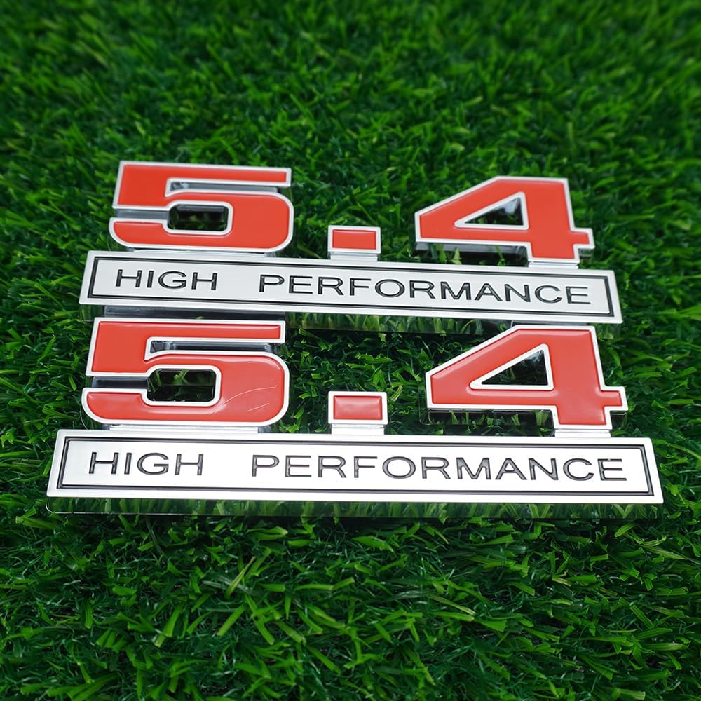 2Pc 5.4 Liter High Performance Emblems 3D Badge Logo Nameplate Decals Stickers Cars Trucks (Red Silver Black)