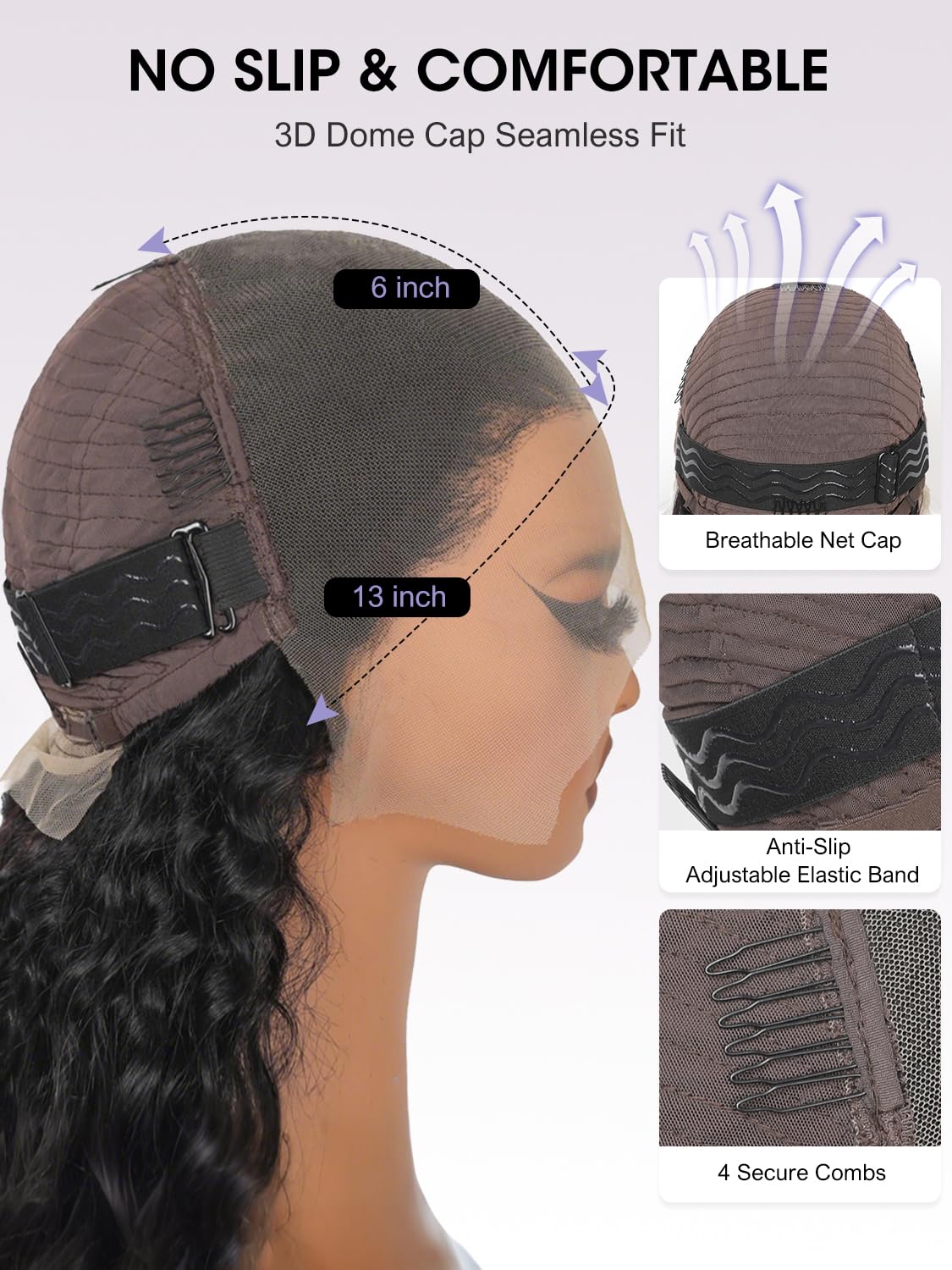 32 Pouces Perruque Bresilienne Cheveux Humain Deep Wave 200% Densité 13x6 Perruque Femme Naturelle Bouclée sans colle Water Wave HD Lace Front Glueless Wig Human Hair For Women Couleur Naturelle(81cm)
