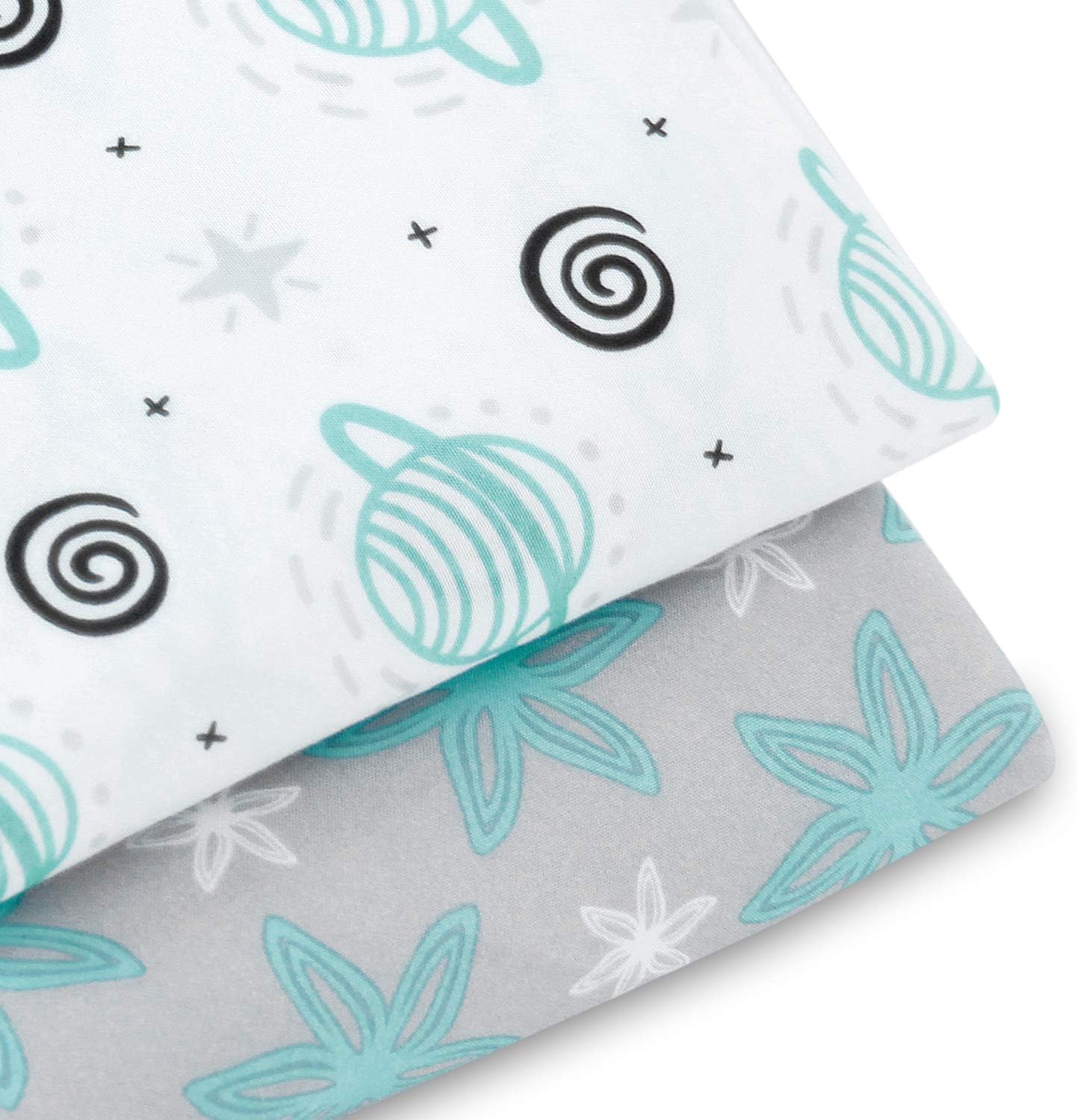Newborn Lounger Cover 2 Pack, Snug Fitted Removable Slipcover, Soft and Breathable, Premium Quality Microfiber, Planet & Flower